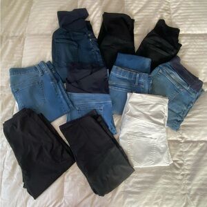 10 PAIR MATERNITY JEANS & LEGGINGS - MEDIUM